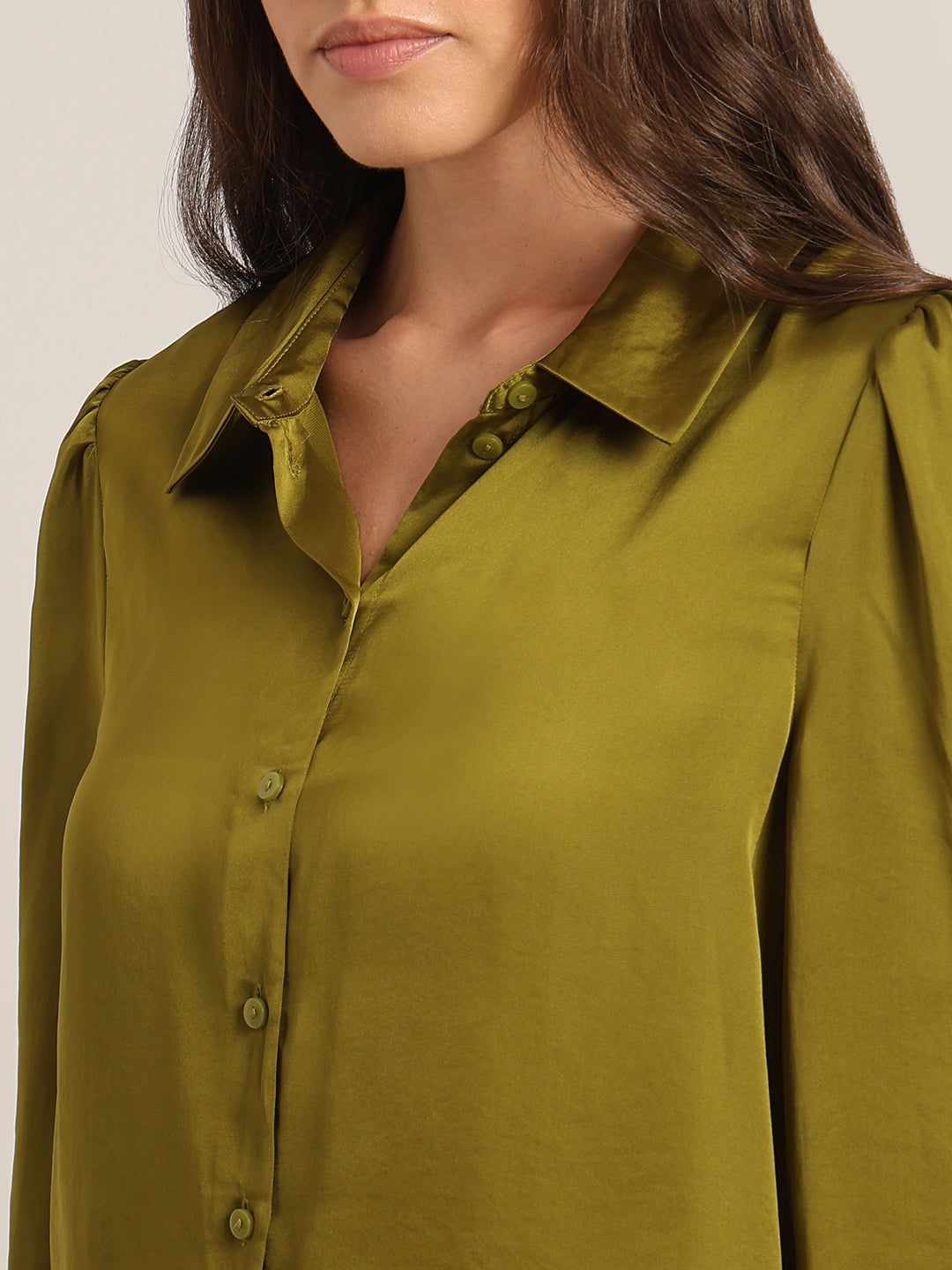 Mustard Satin Regular Fit Shirt