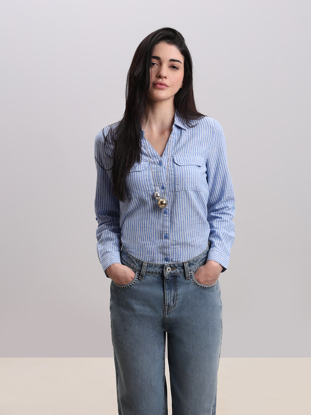 Light Blue Striped Shirt