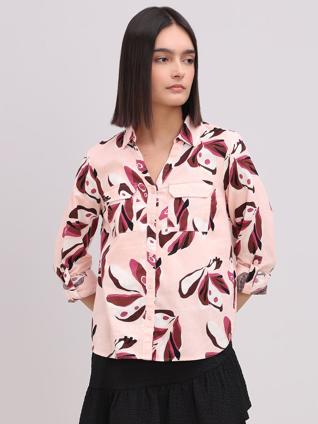 Pink Abstract Print Shirt