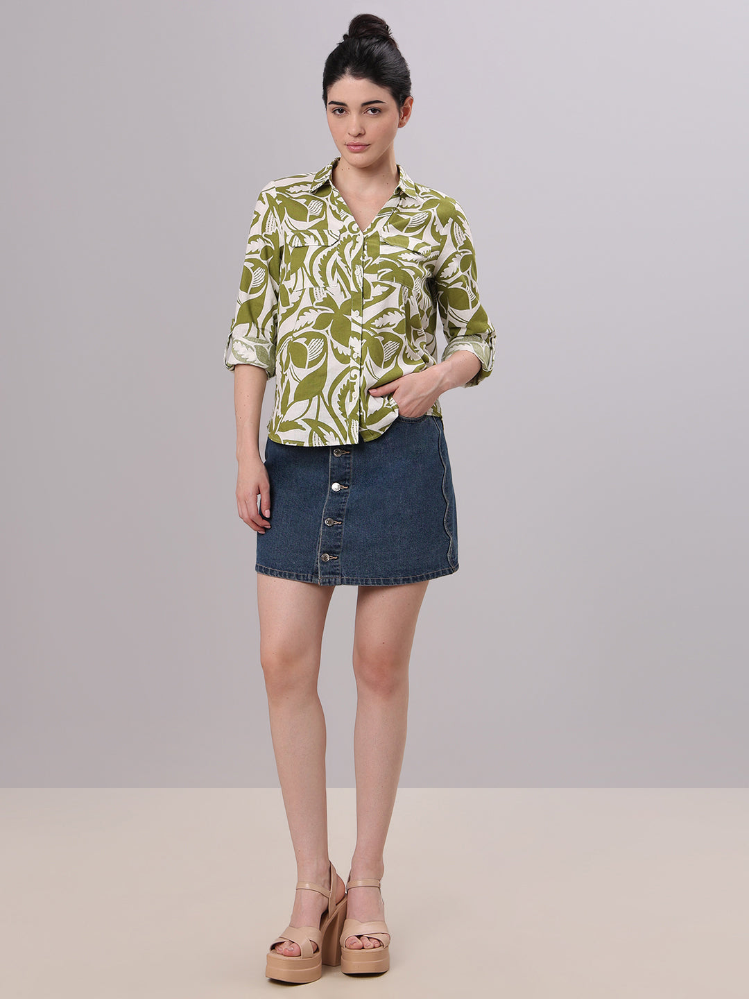 Green Printed Shirt
