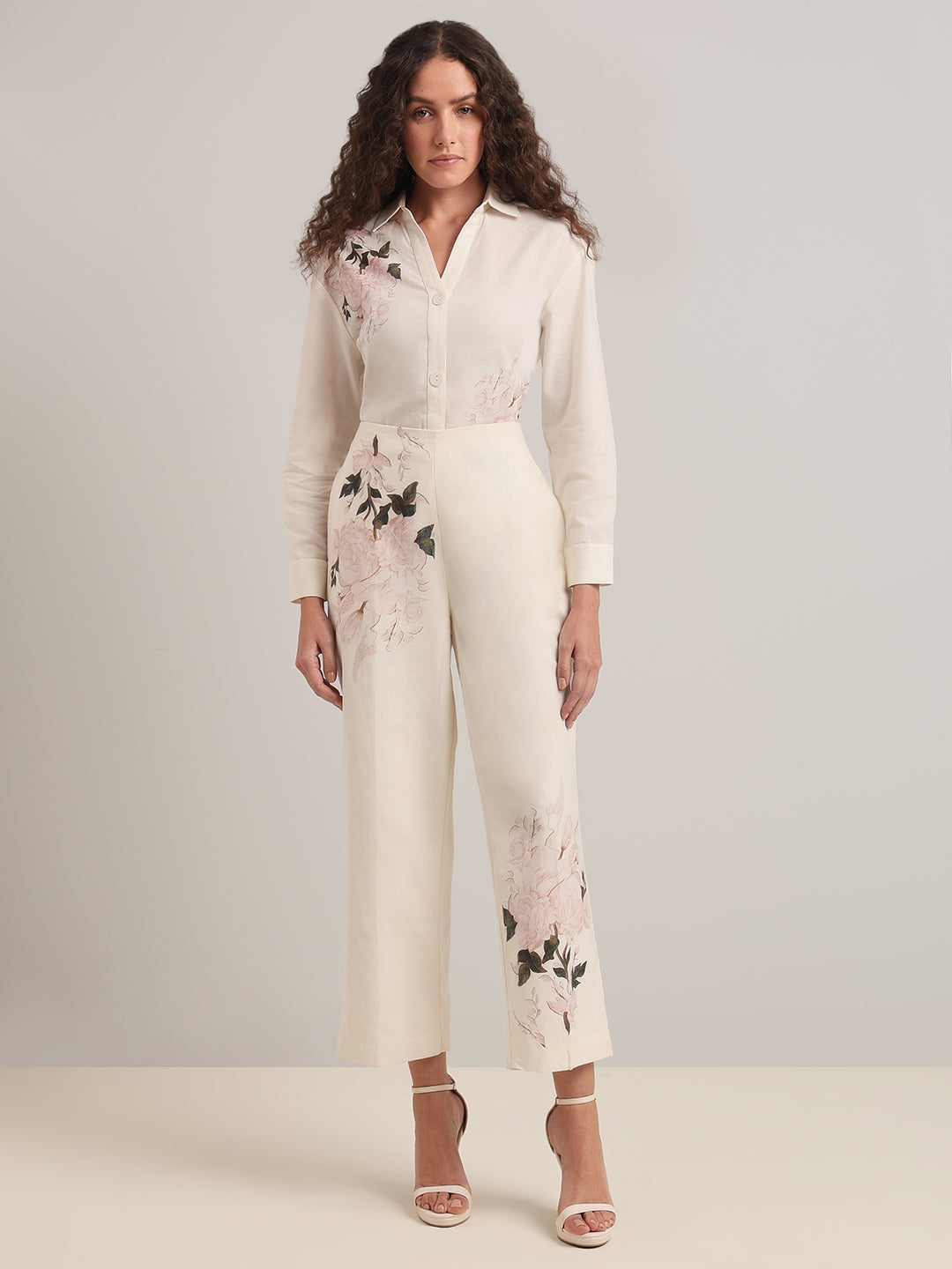 High Rise Floral Straight Fit Pants