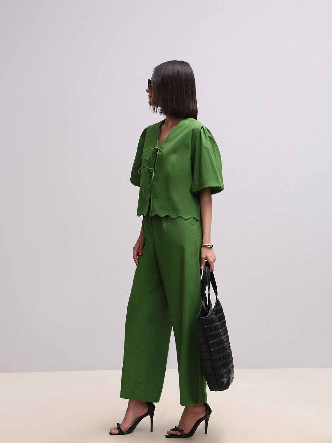 Green Flared Pants