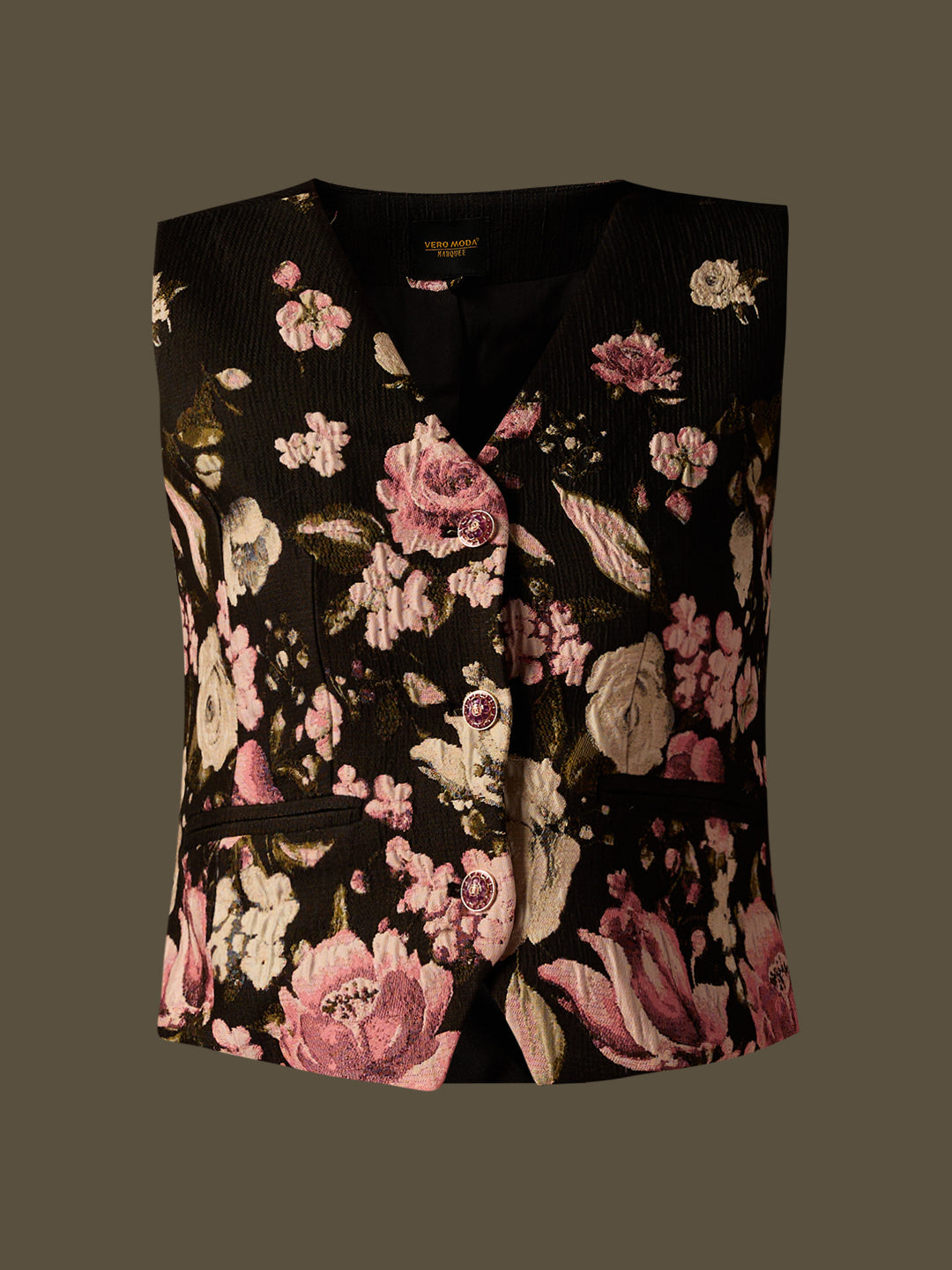 MARQUEE Black Floral Waistcoat