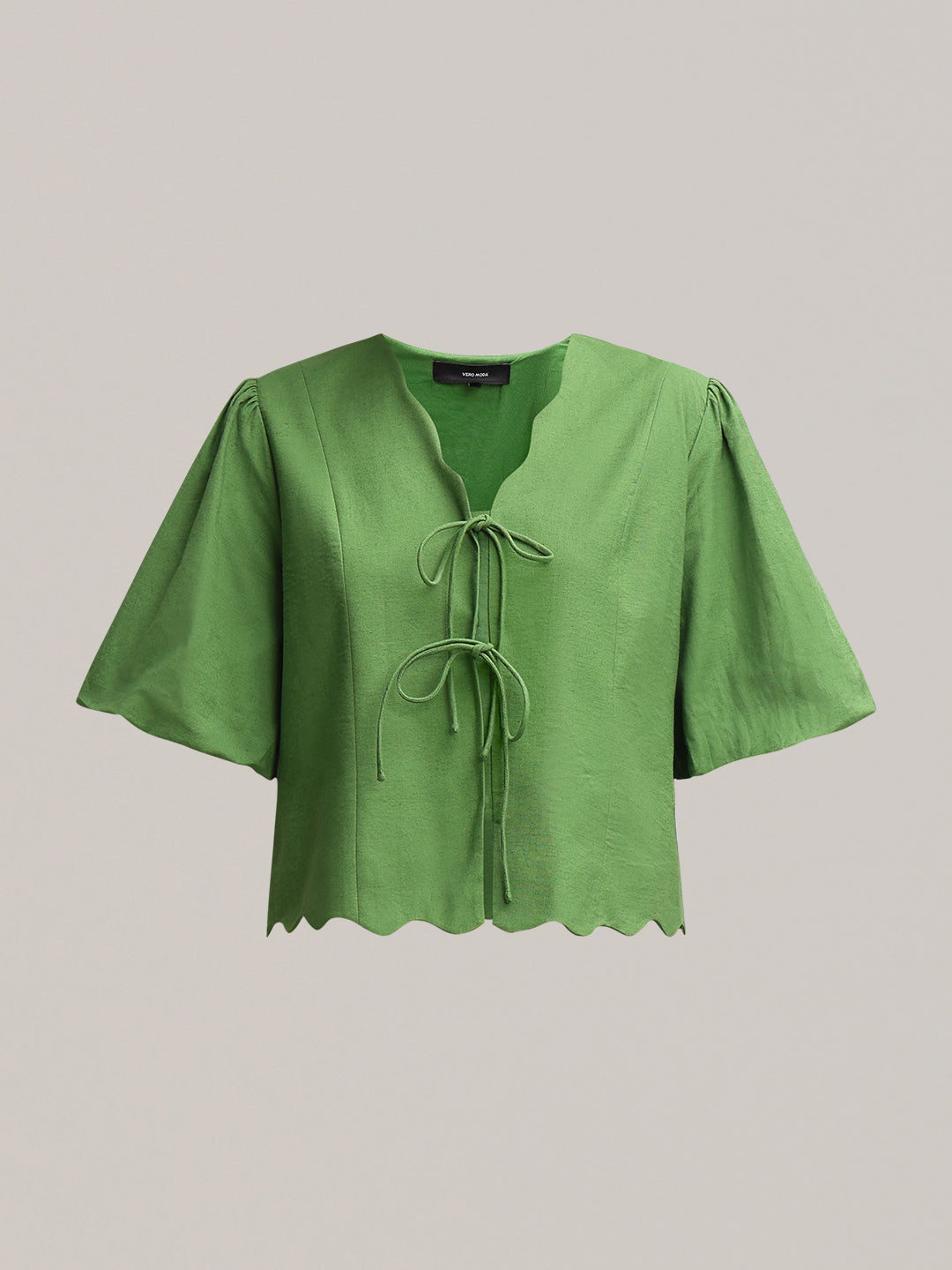 Green Tie-Front Detail Top