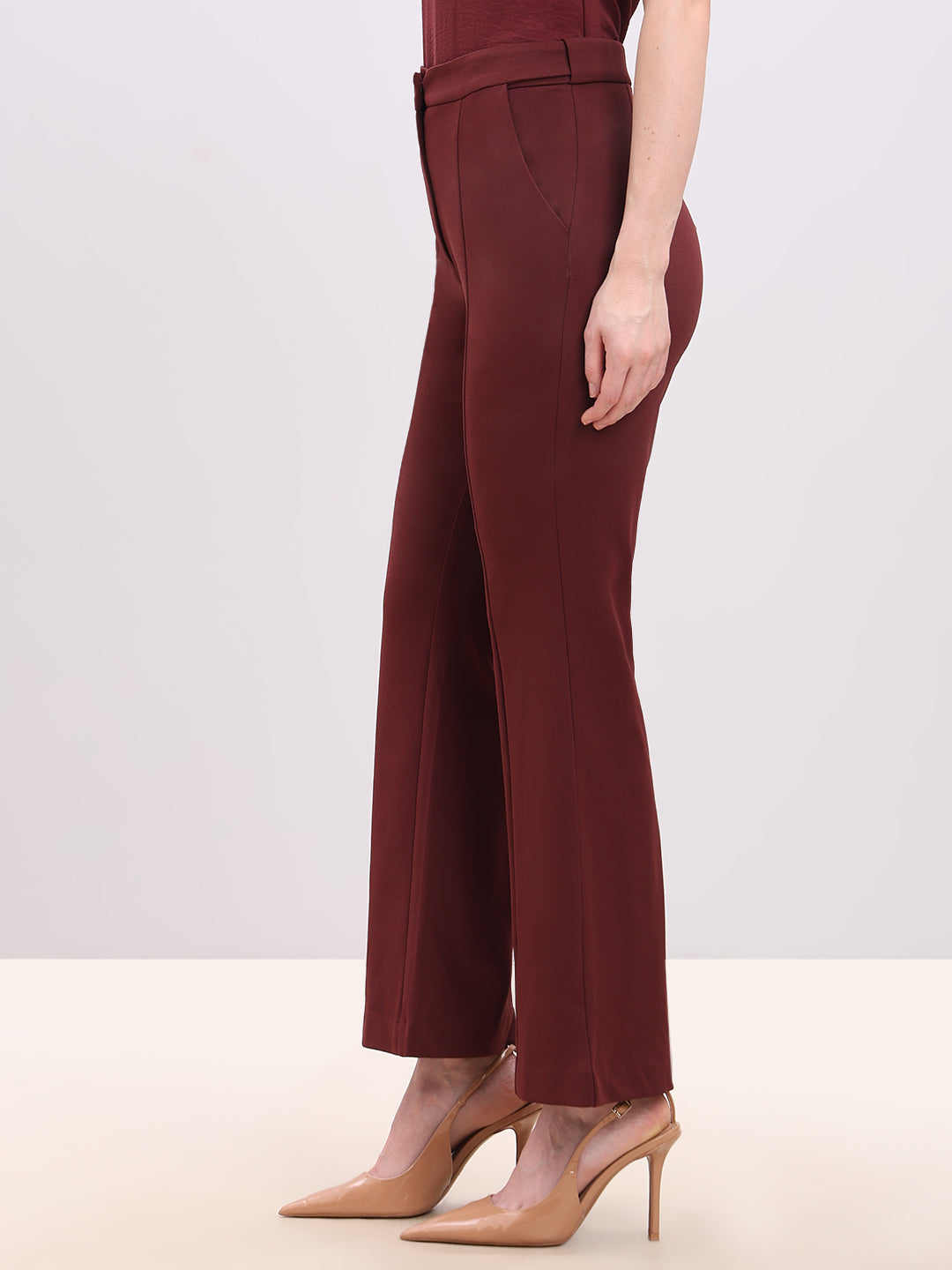 Rust Red High Rise Flared Pants