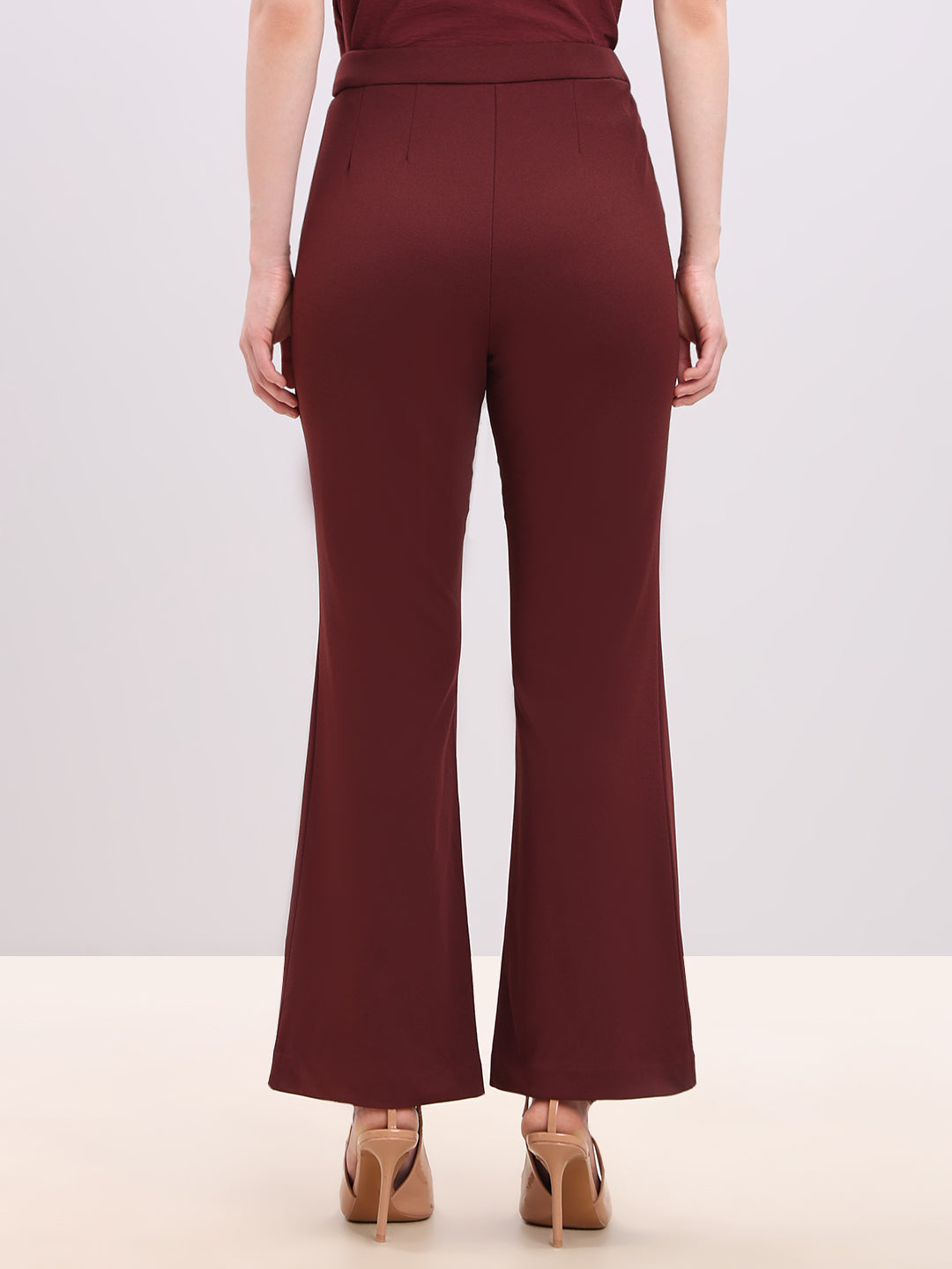 Rust Red High Rise Flared Pants