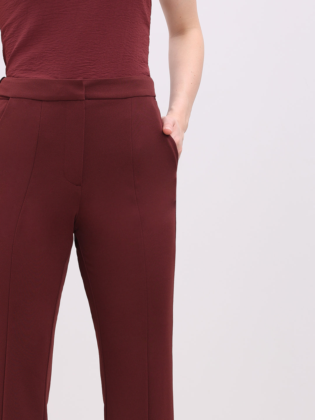 Rust Red High Rise Flared Pants