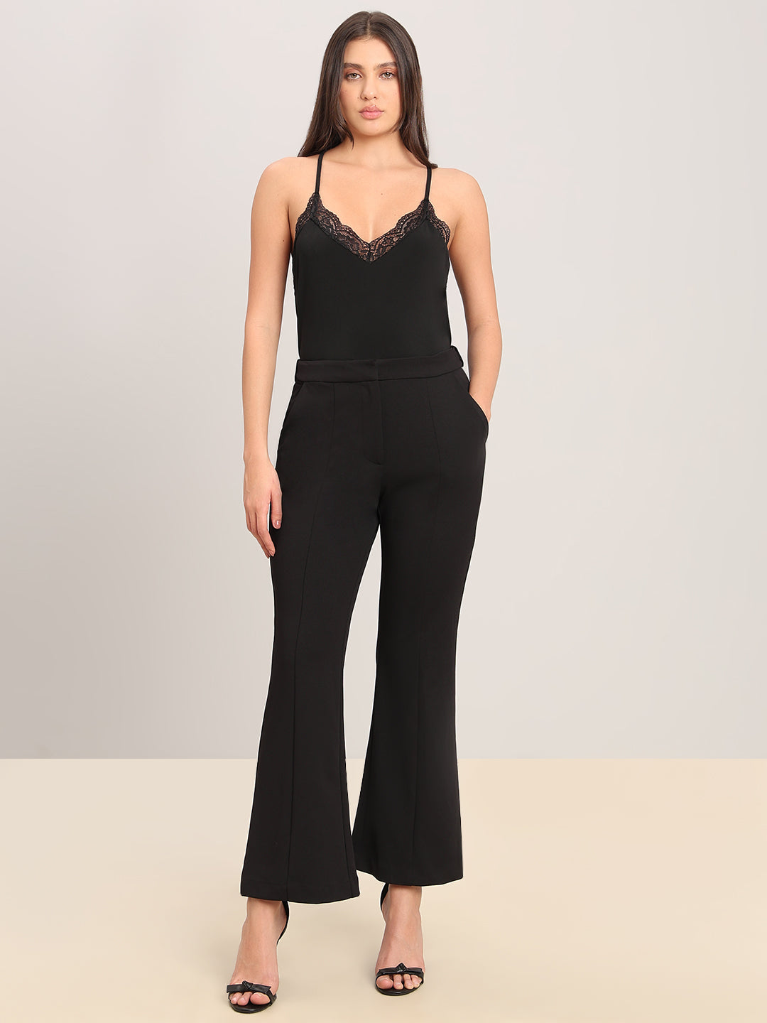 Black High Rise Flared Pants