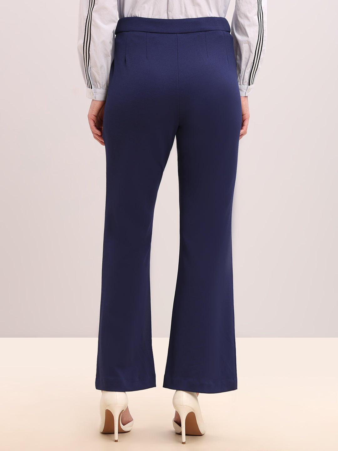 Dark Blue High Rise Flared Pants