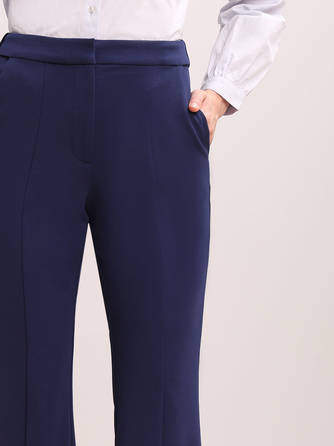 Dark Blue High Rise Flared Pants