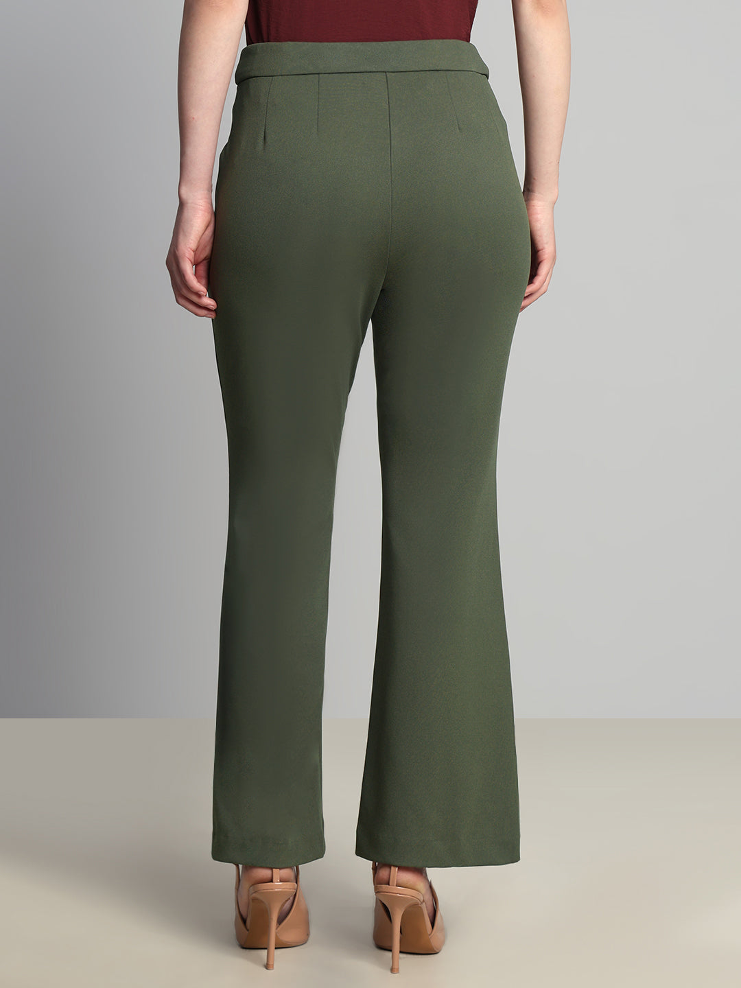 Green High Rise Flared Pants