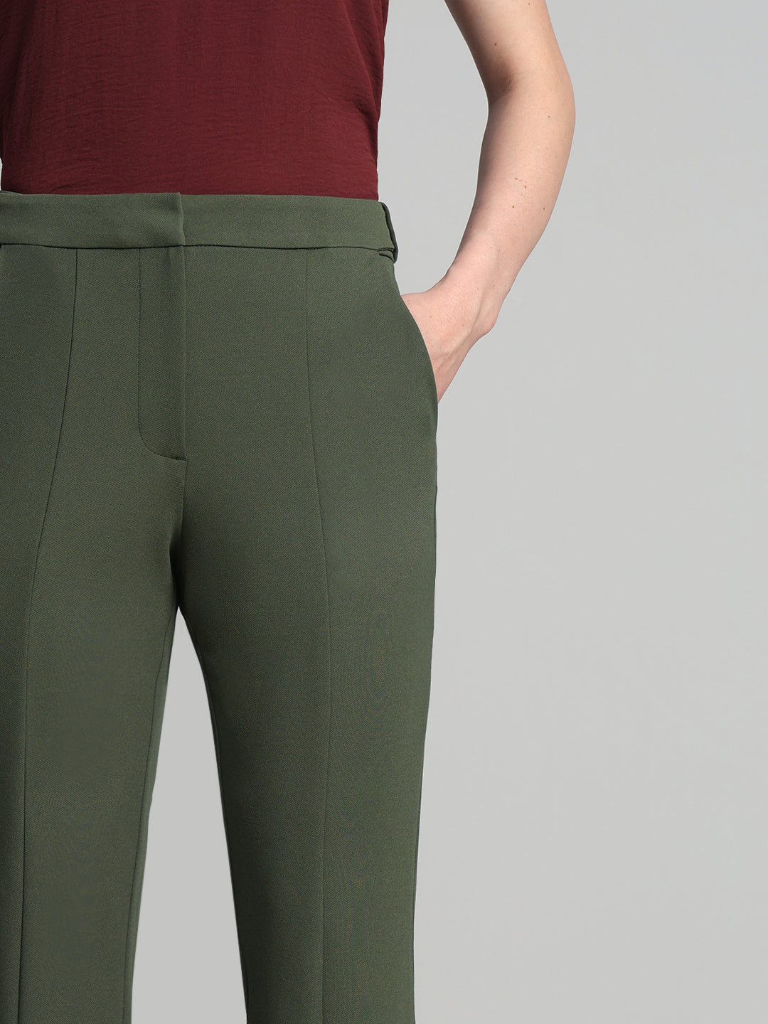 Green High Rise Flared Pants