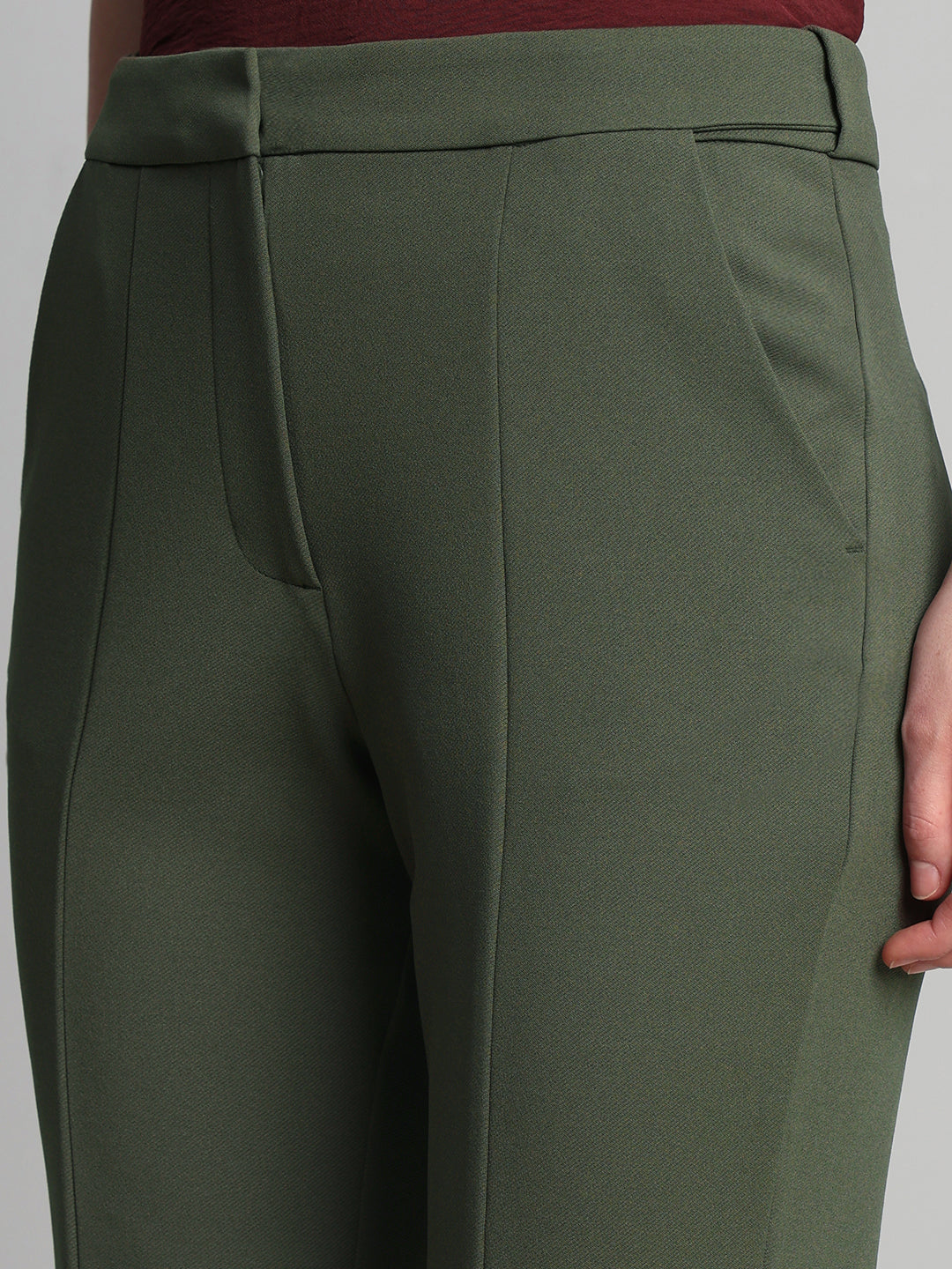 Green High Rise Flared Pants
