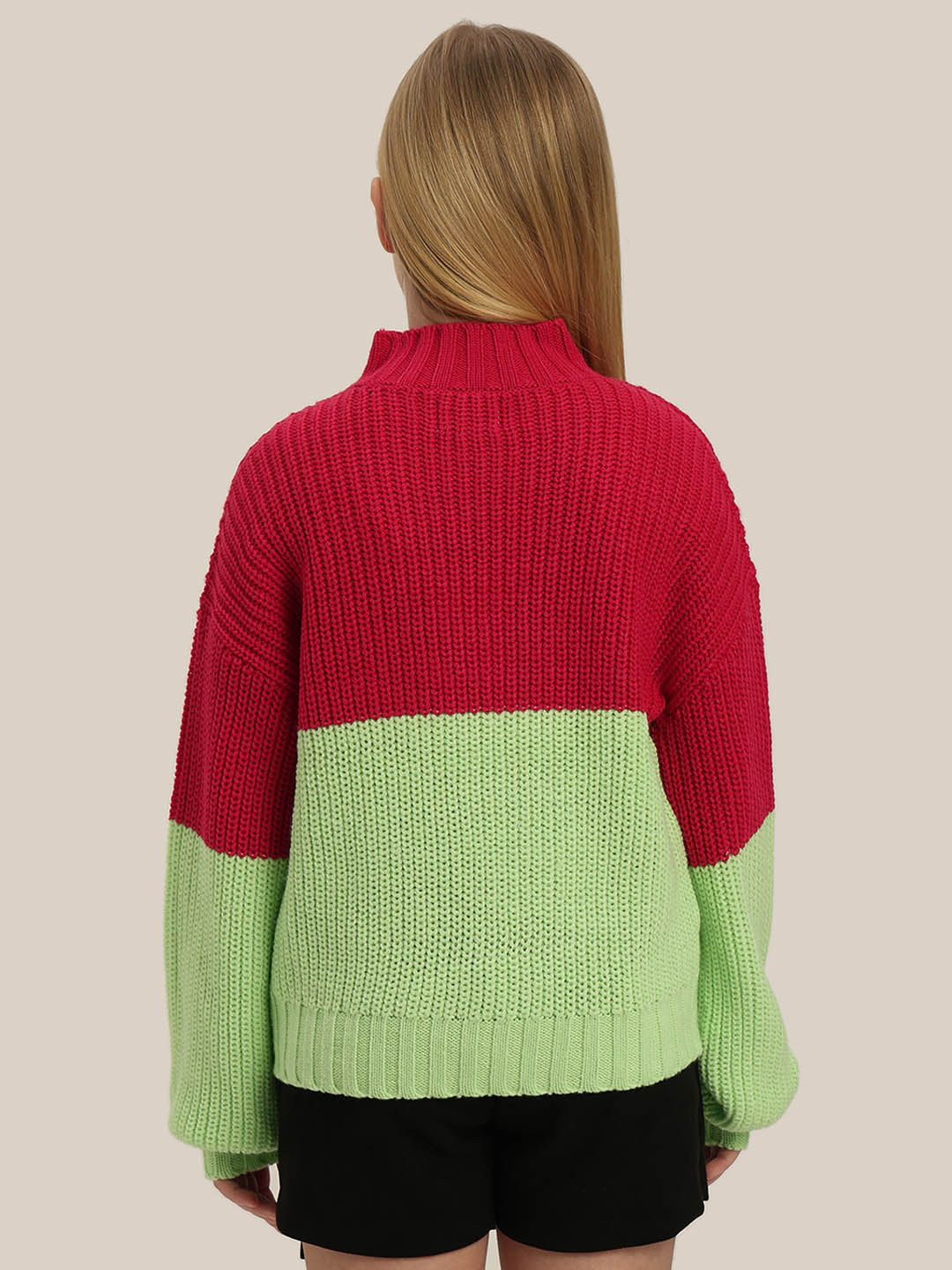 GIRLS Red Colourblocked Sweater