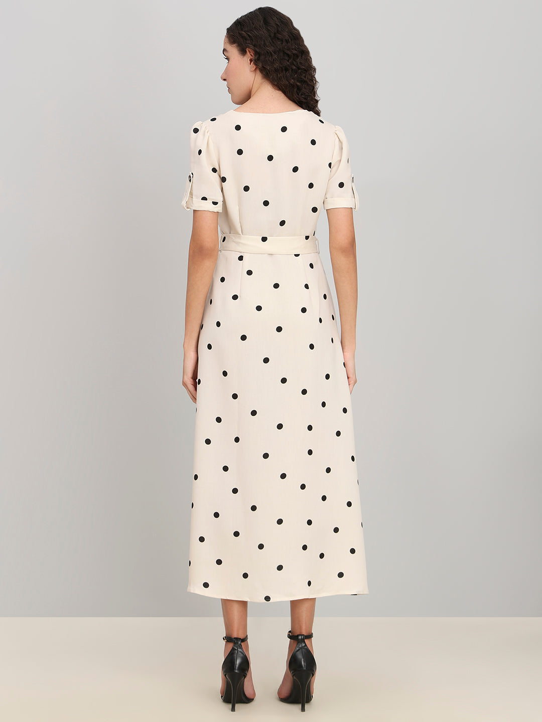 Minimal Polka Dot V-Neck Dress