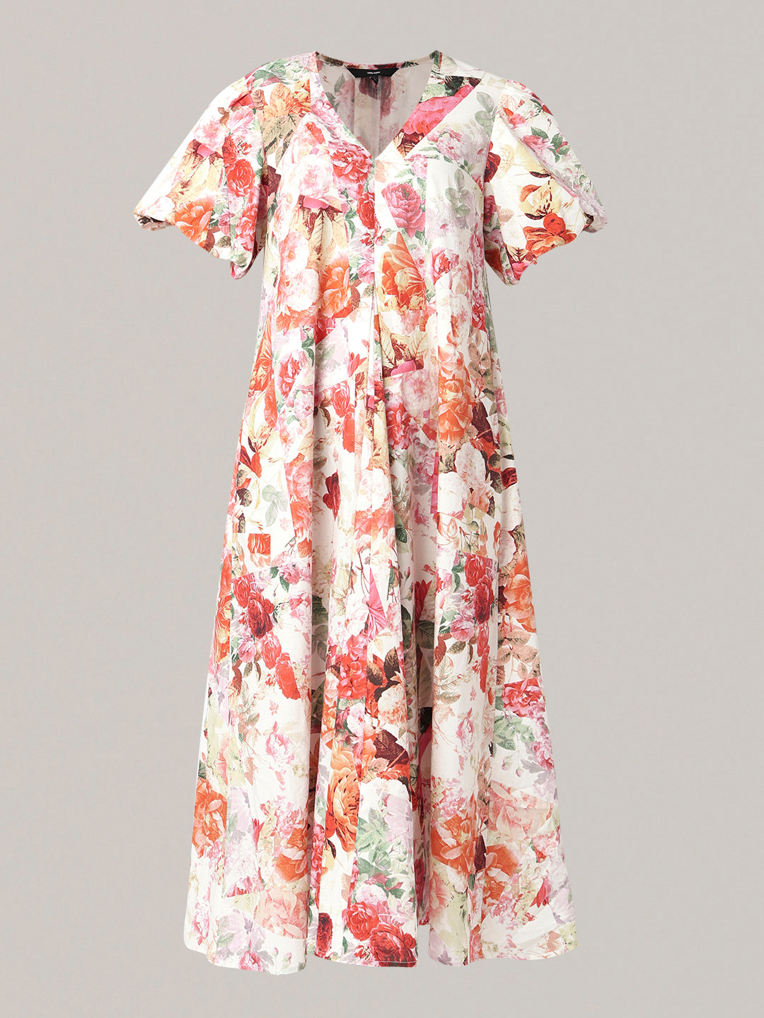 Beige Floral Long Dress