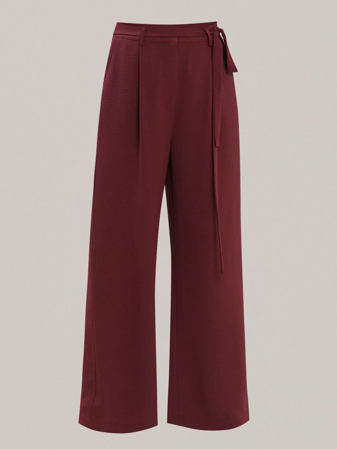 Burgundy Tie-Waist Relaxed Fit Pants