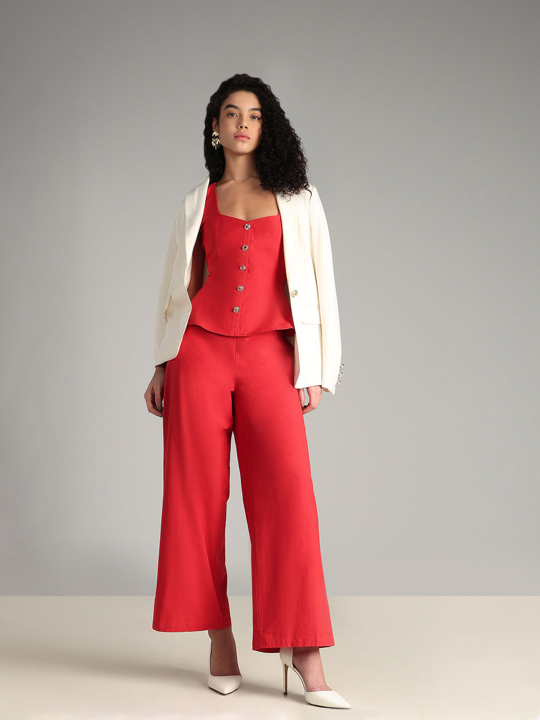 Red Straight Fit Pants