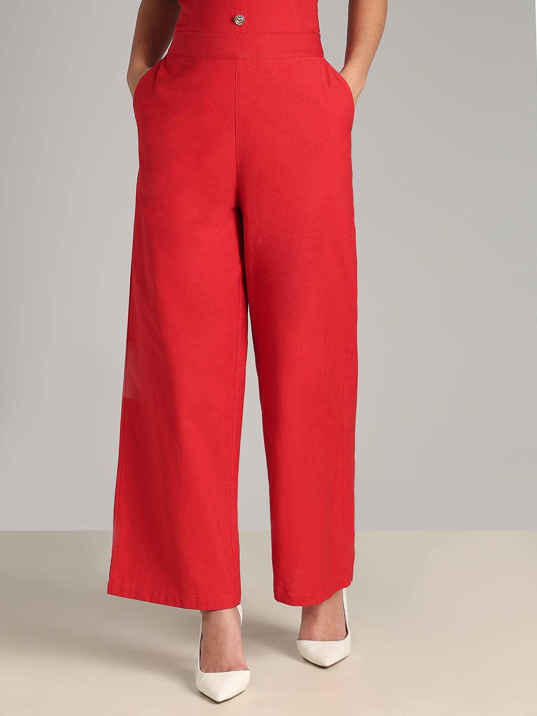 Red Straight Fit Pants