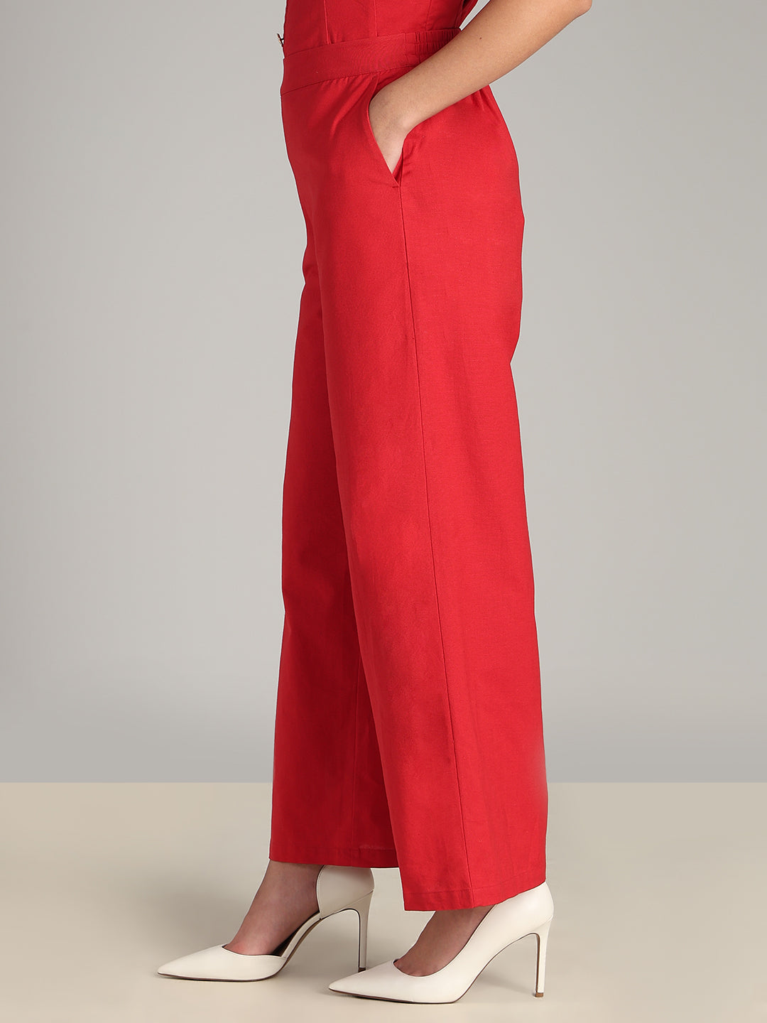 Red Straight Fit Pants