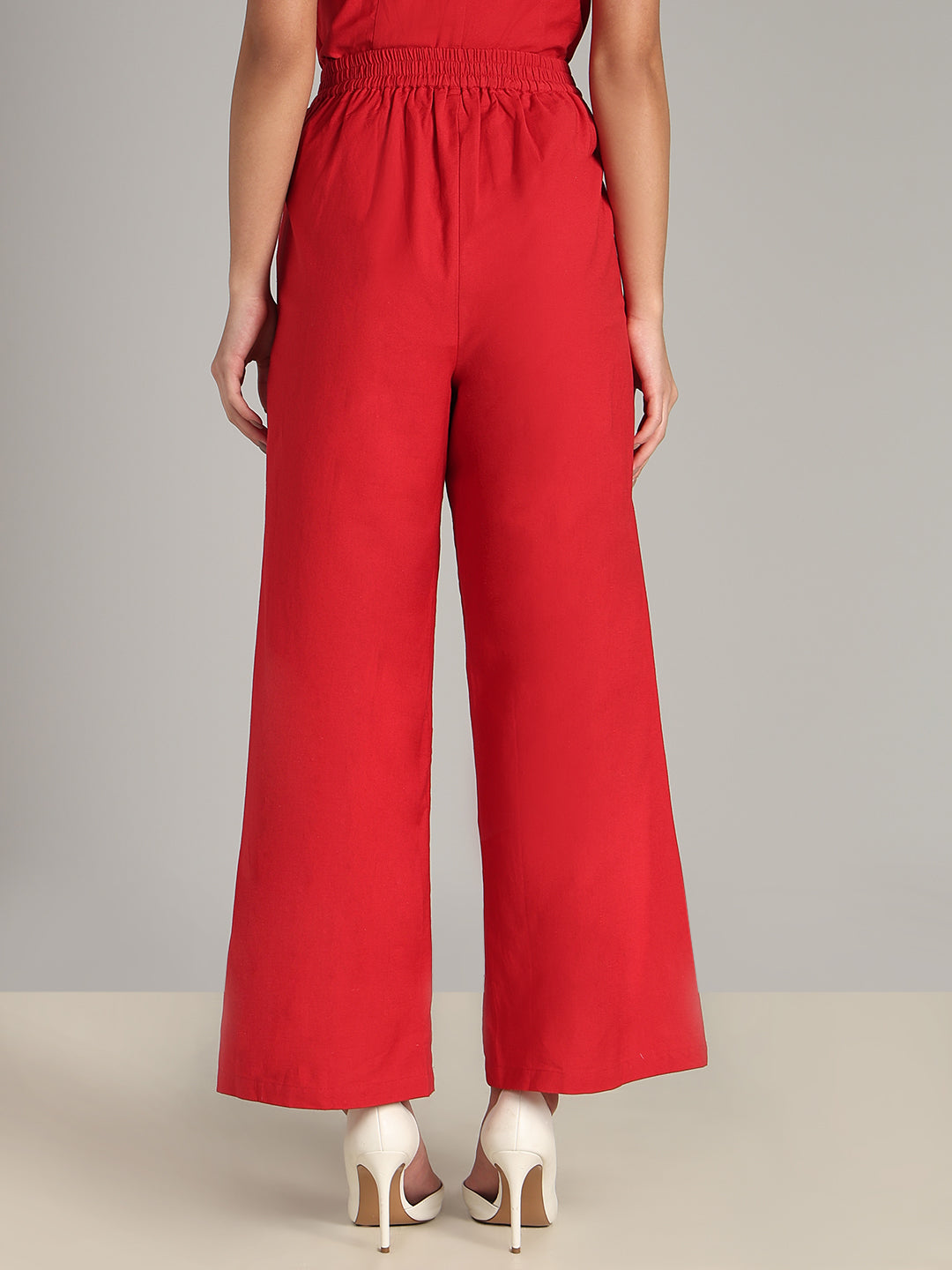 Red Straight Fit Pants
