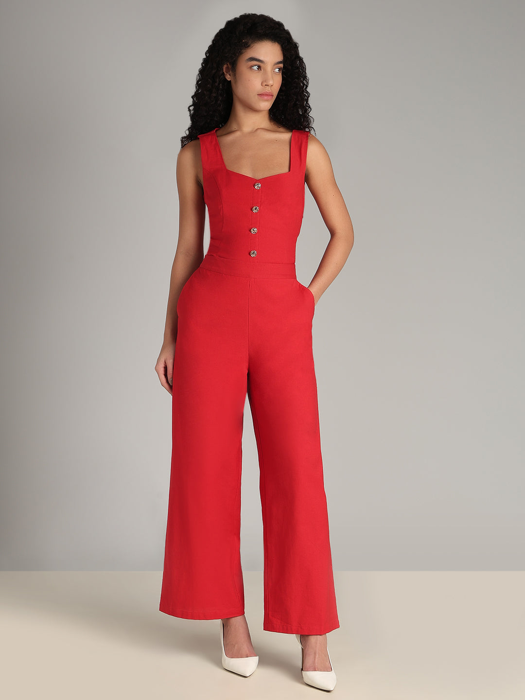 Red Straight Fit Pants