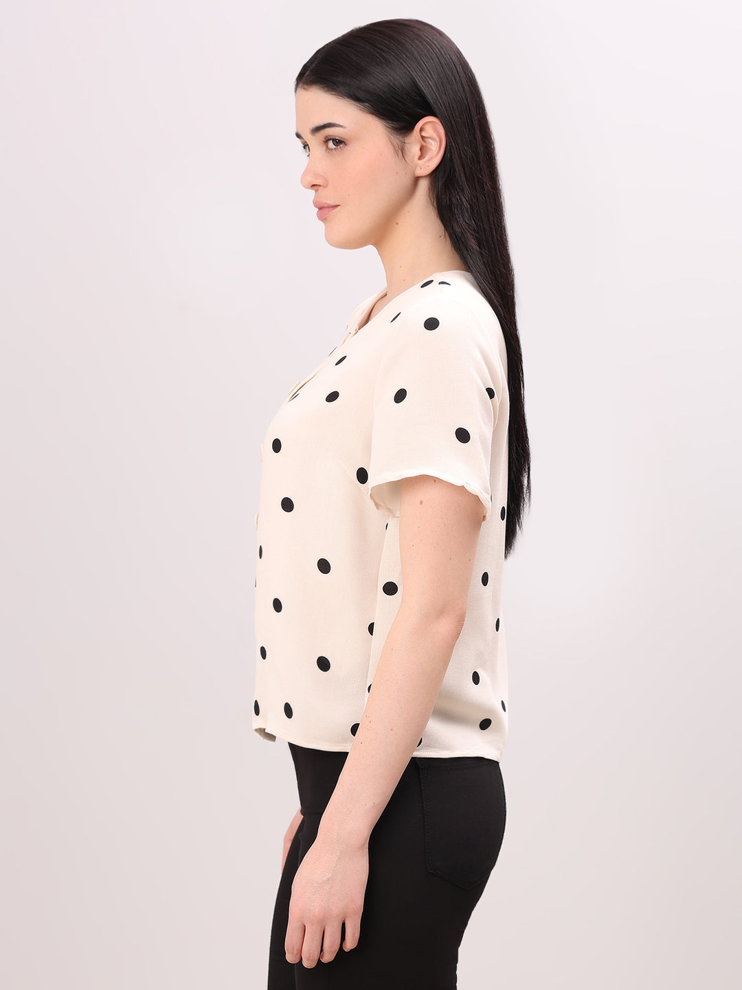 Beige Polka Dot Top