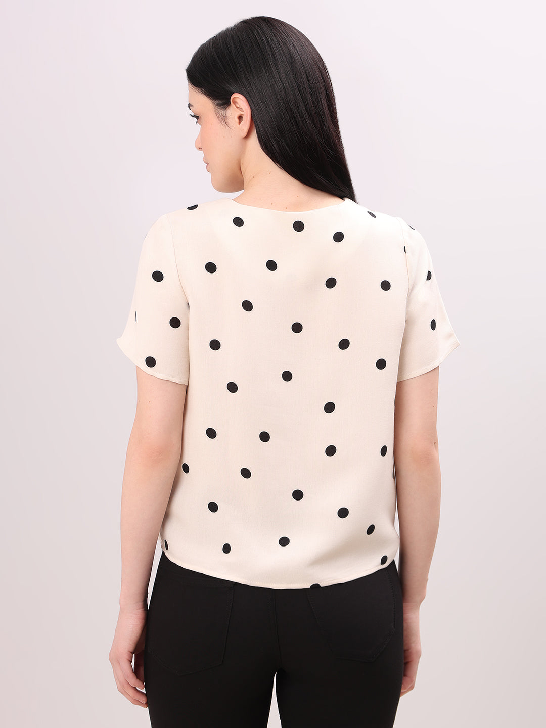 Beige Polka Dot Top
