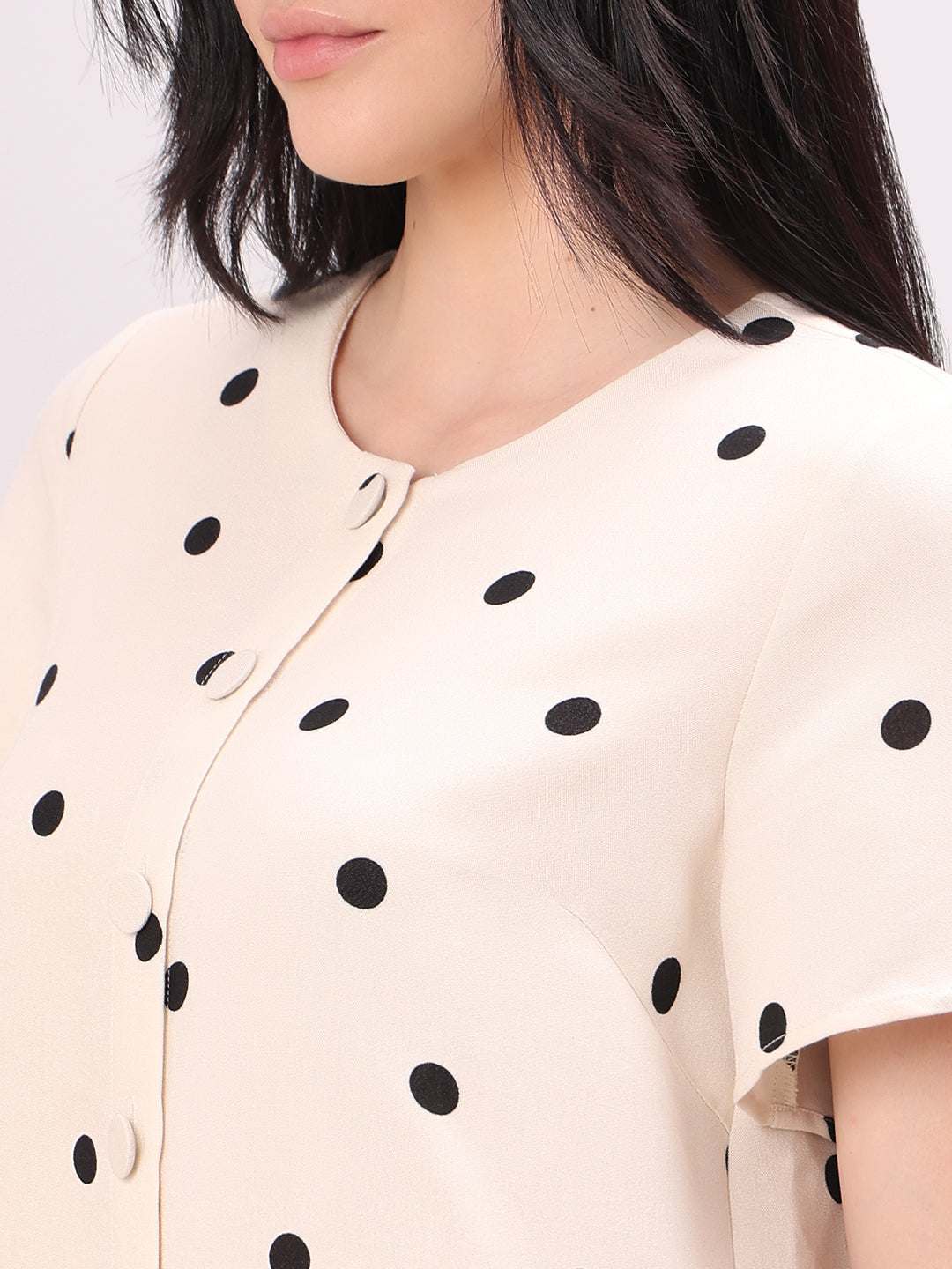 Beige Polka Dot Top