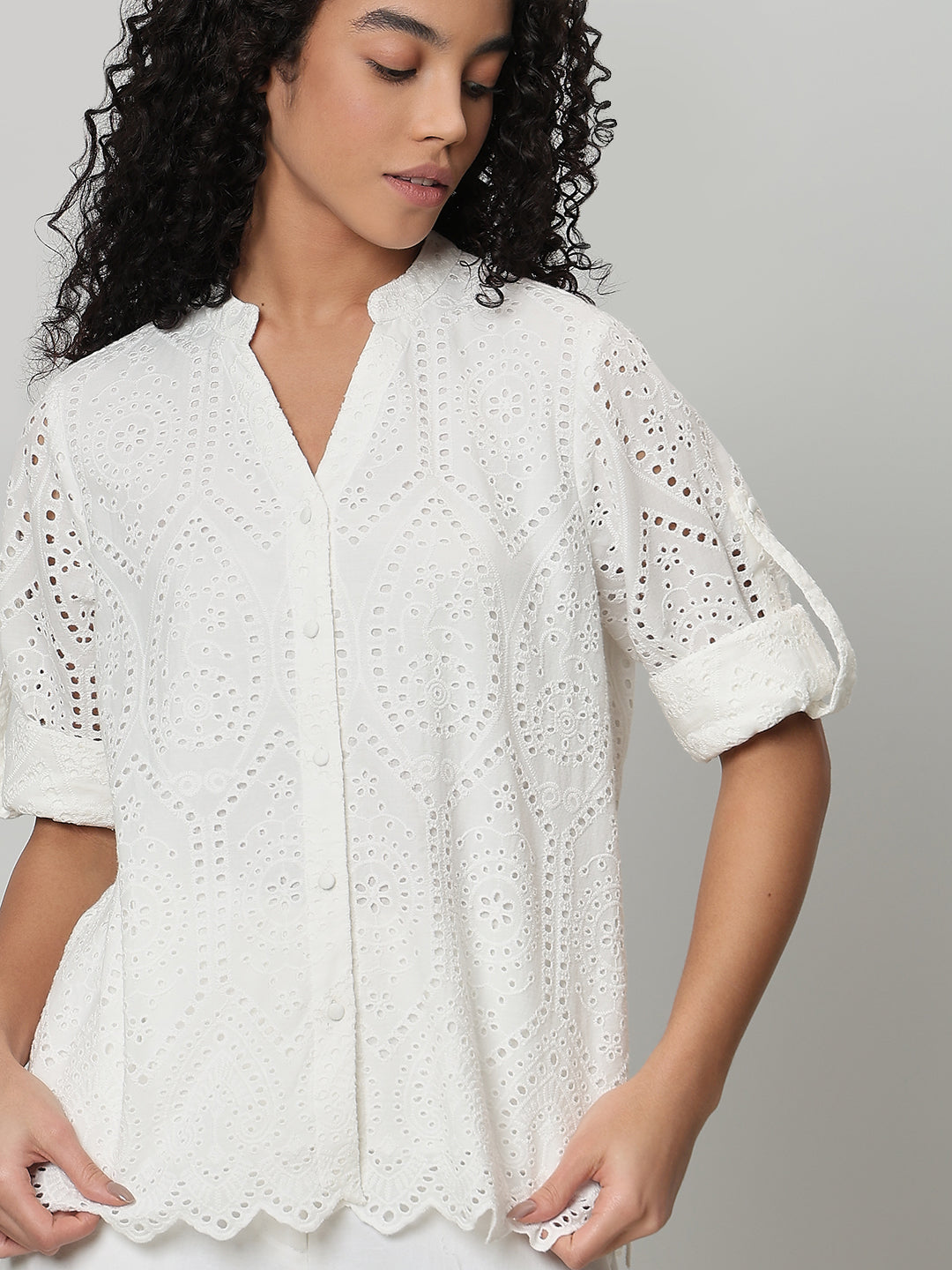 White Broderie Anglaise Shirt
