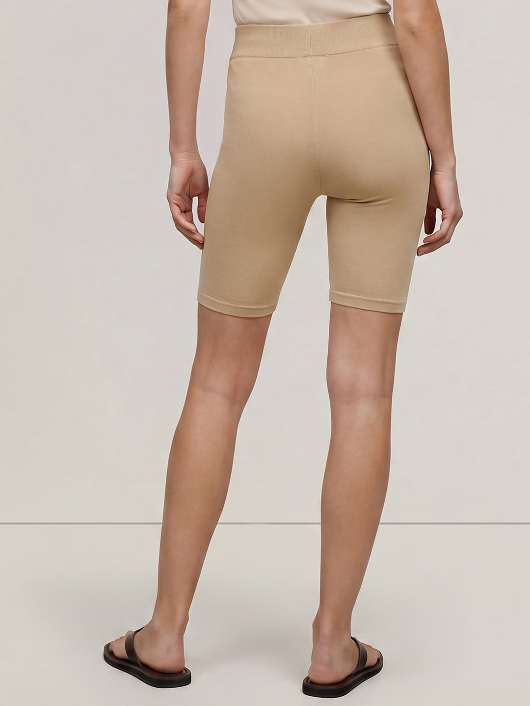 Beige Seamless Biker Shorts