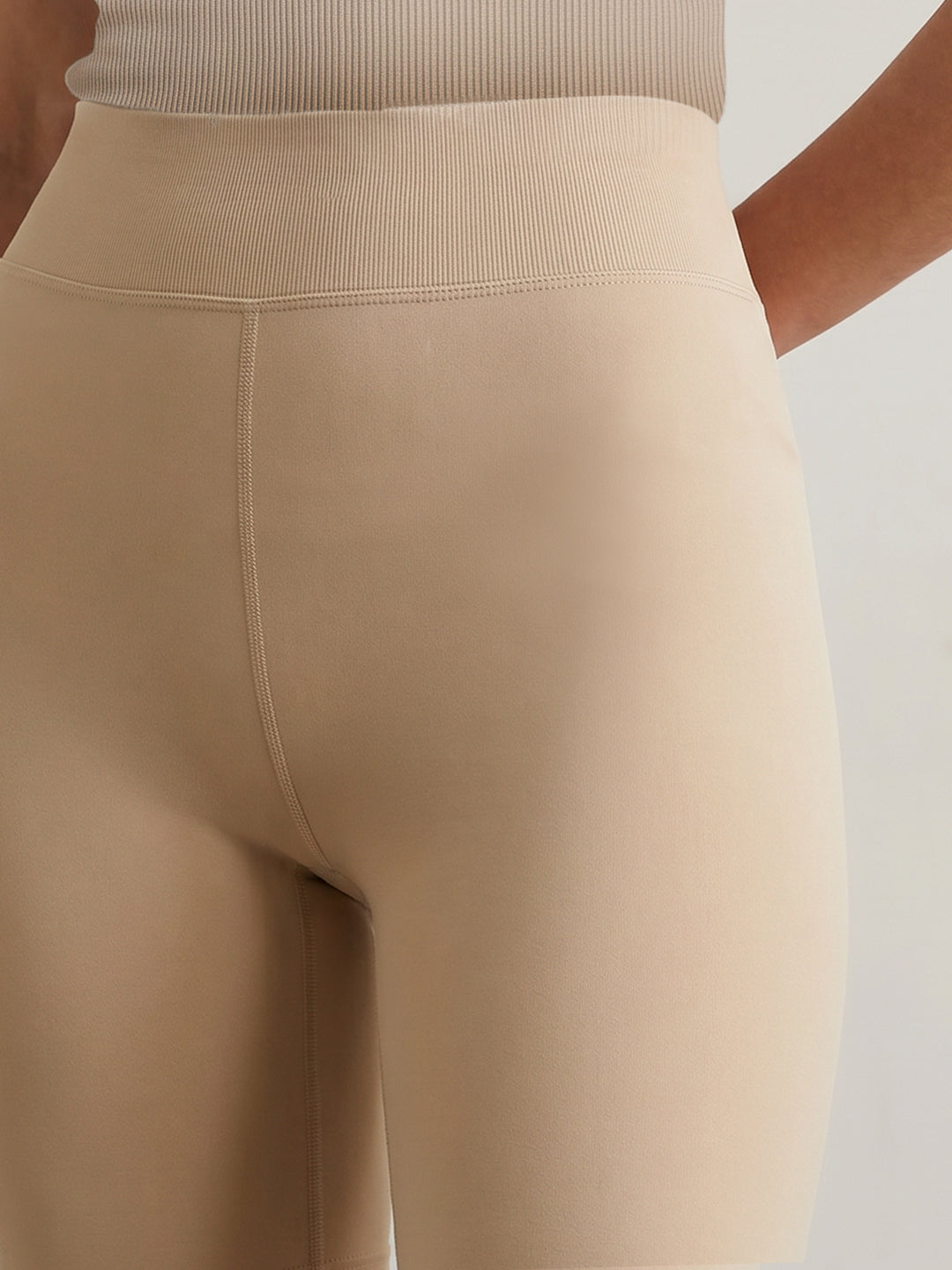 Beige Seamless Biker Shorts