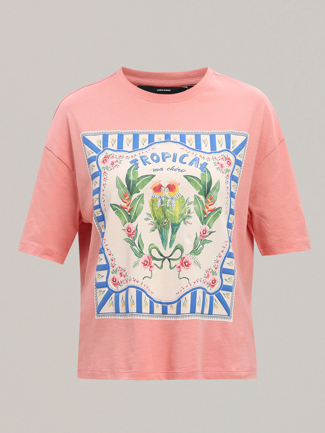 Pink Tropical Artwork Print T-shirt