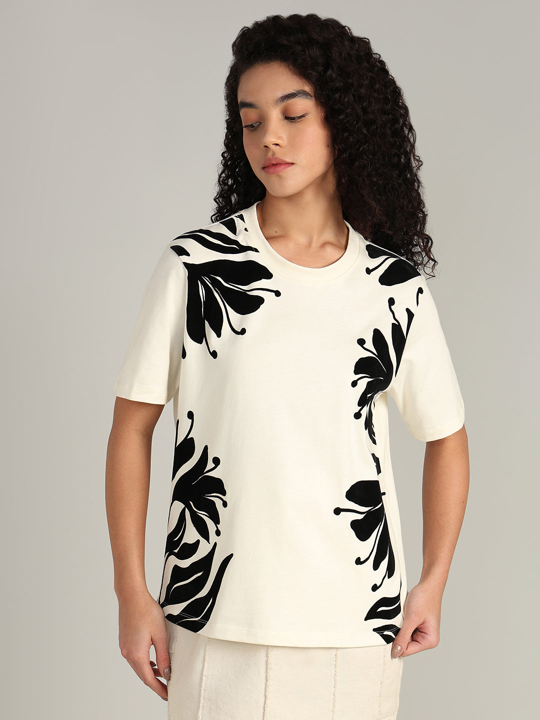Tropical Print Cotton T-shirt