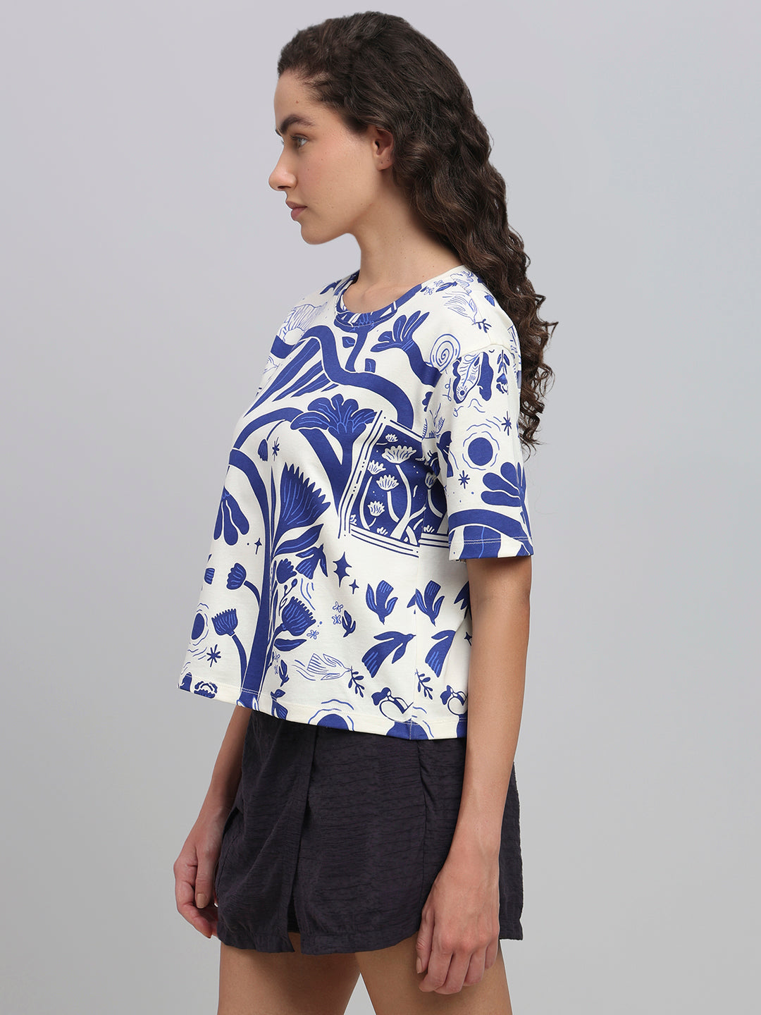 Botanical Print Cotton T-shirt