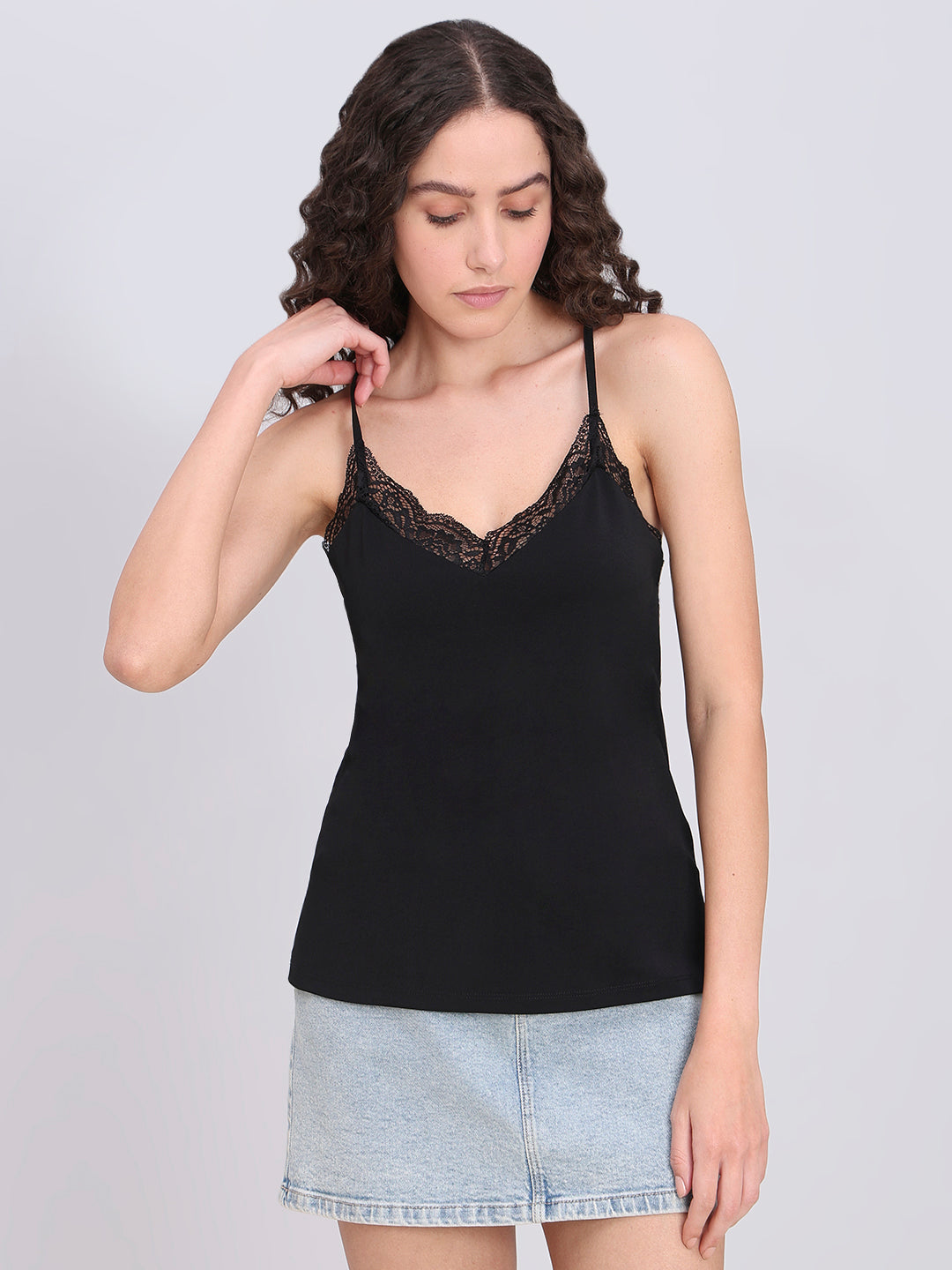 Black Lace Detail Cami Top