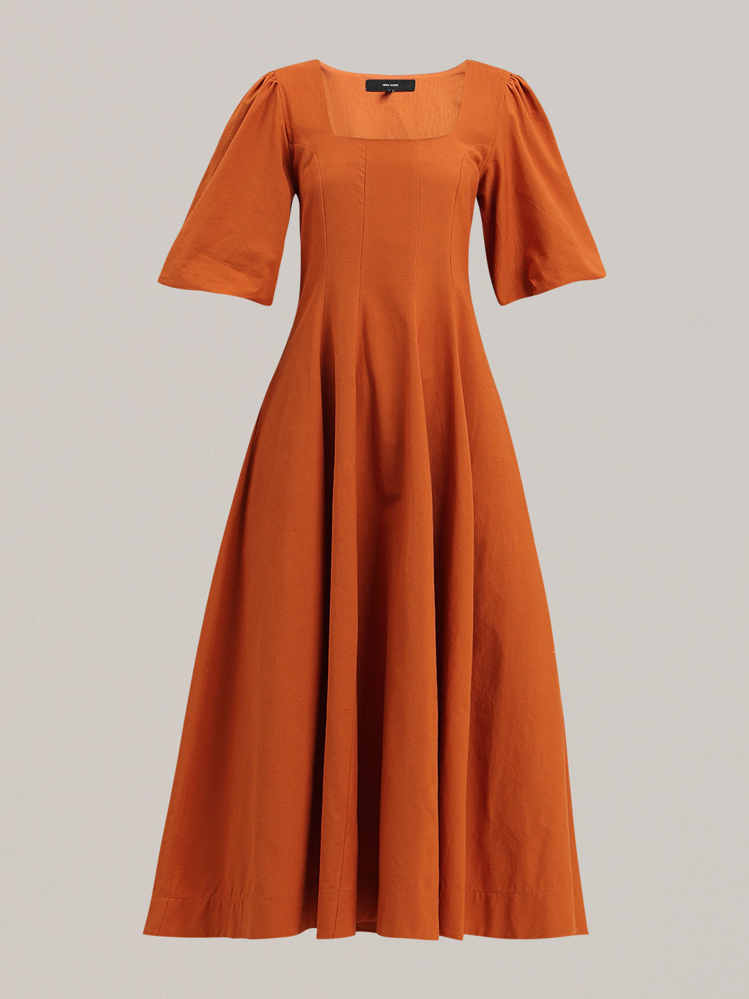 Rust Square Neck Midi Dress