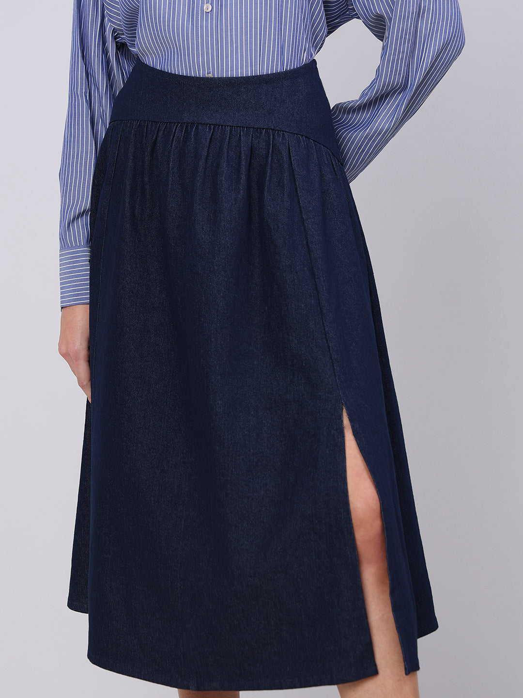 Dark Blue High Rise Denim Skirt