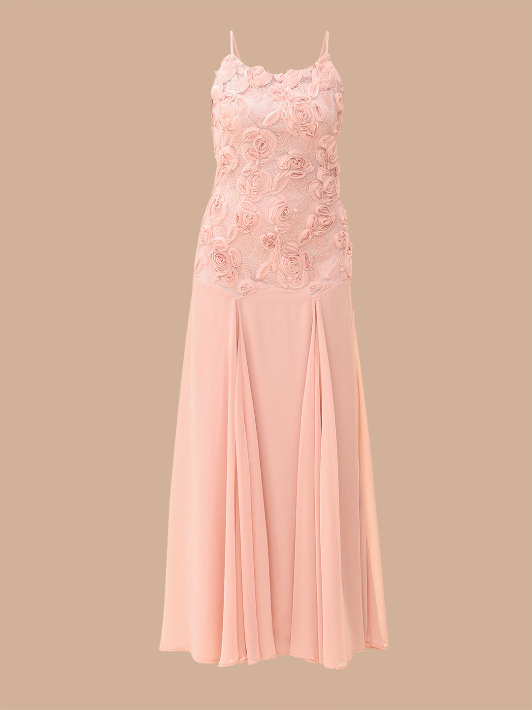 Pink 3D Floral Applique Dress