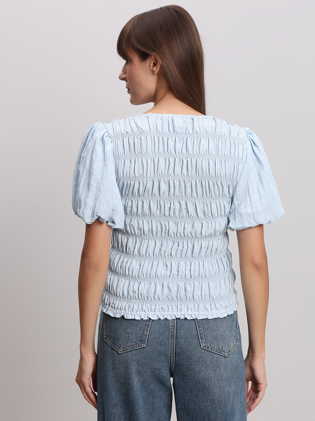 V-Neck Smocked Top