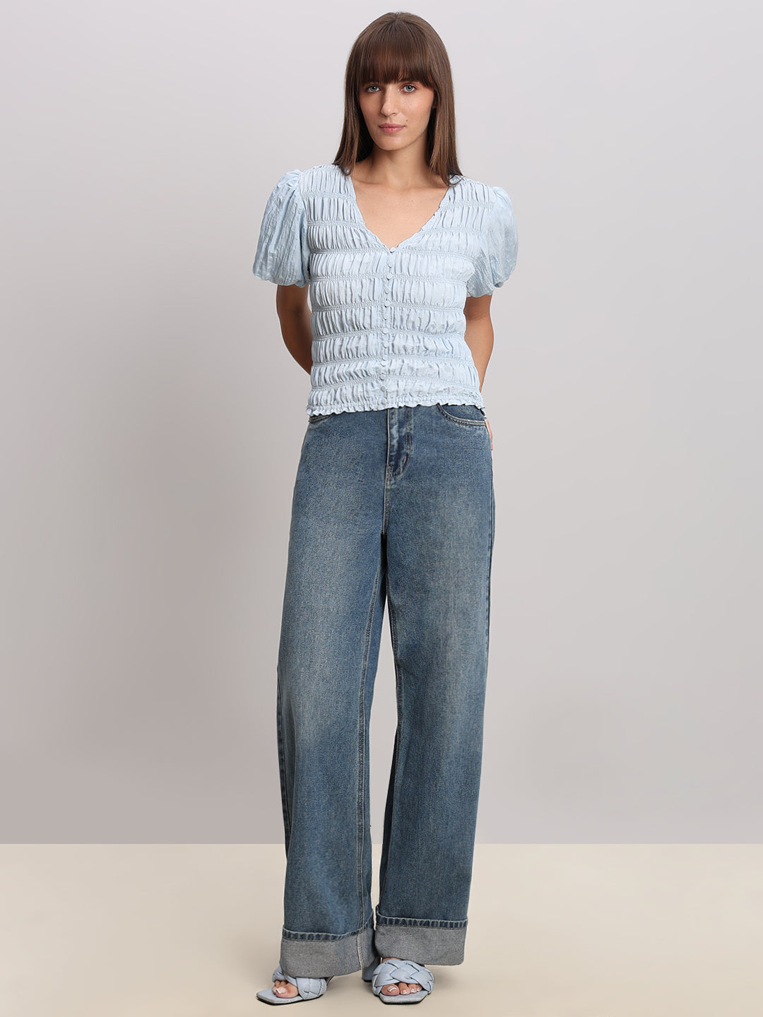 V-Neck Smocked Top