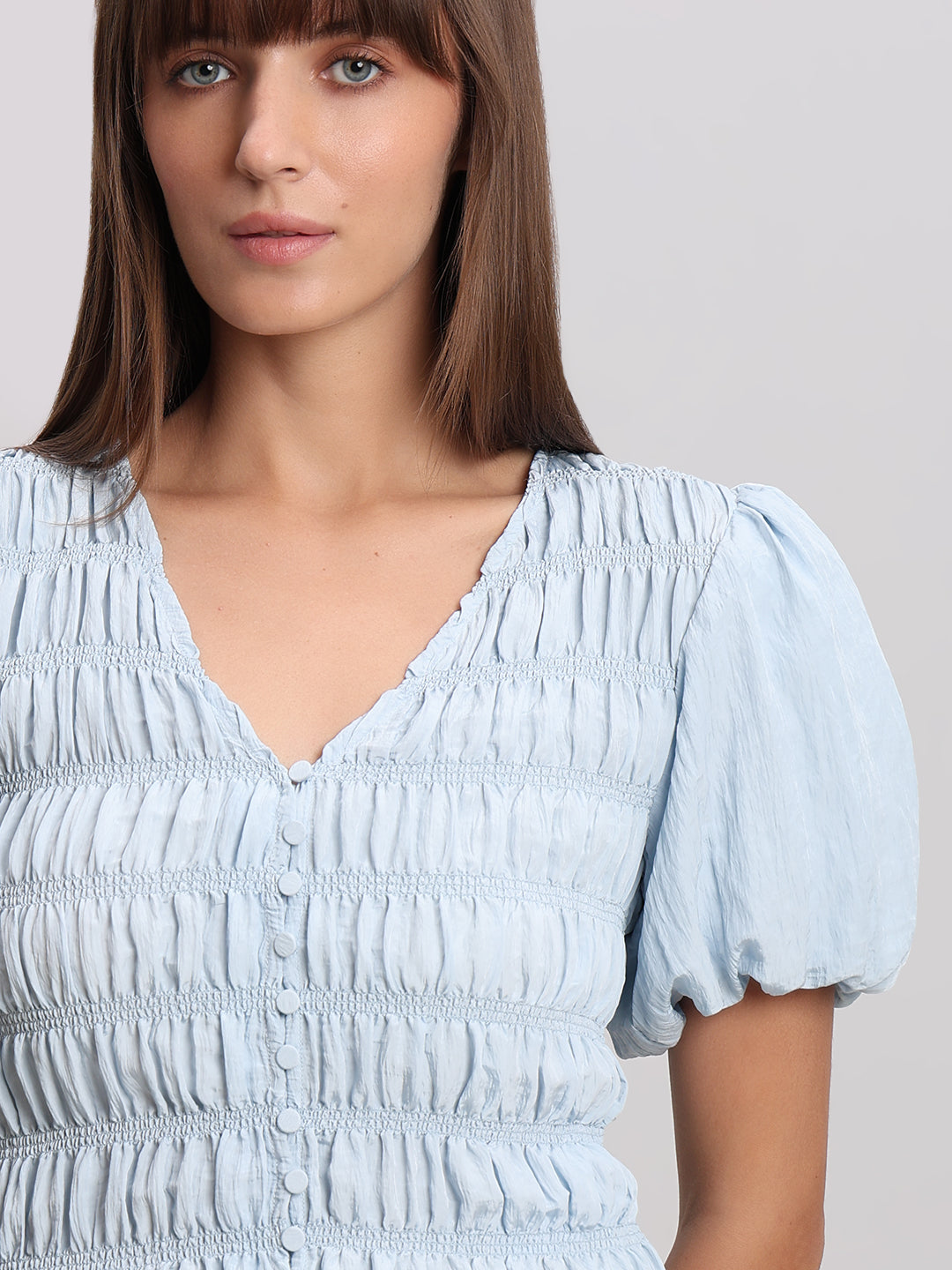 V-Neck Smocked Top