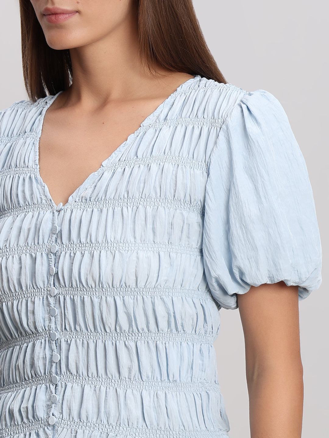 V-Neck Smocked Top