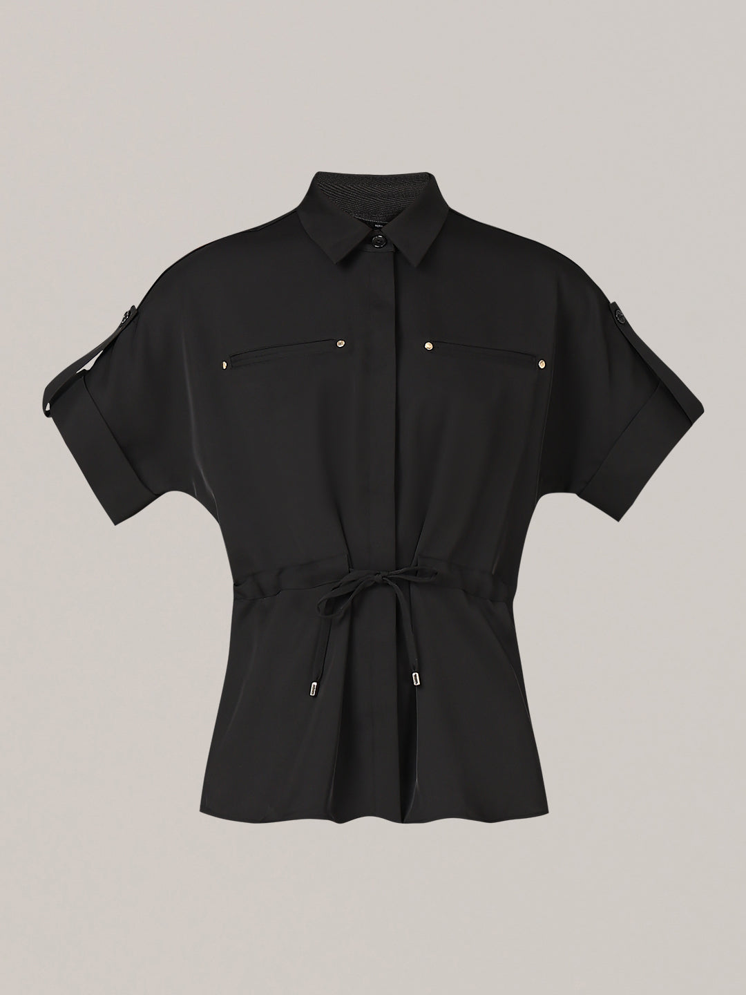Black Drawstring Waist Shirt