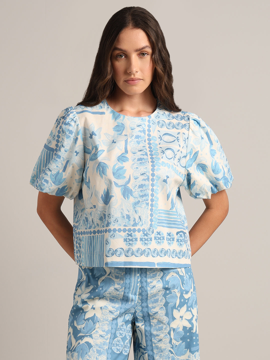 Light Blue Printed Top