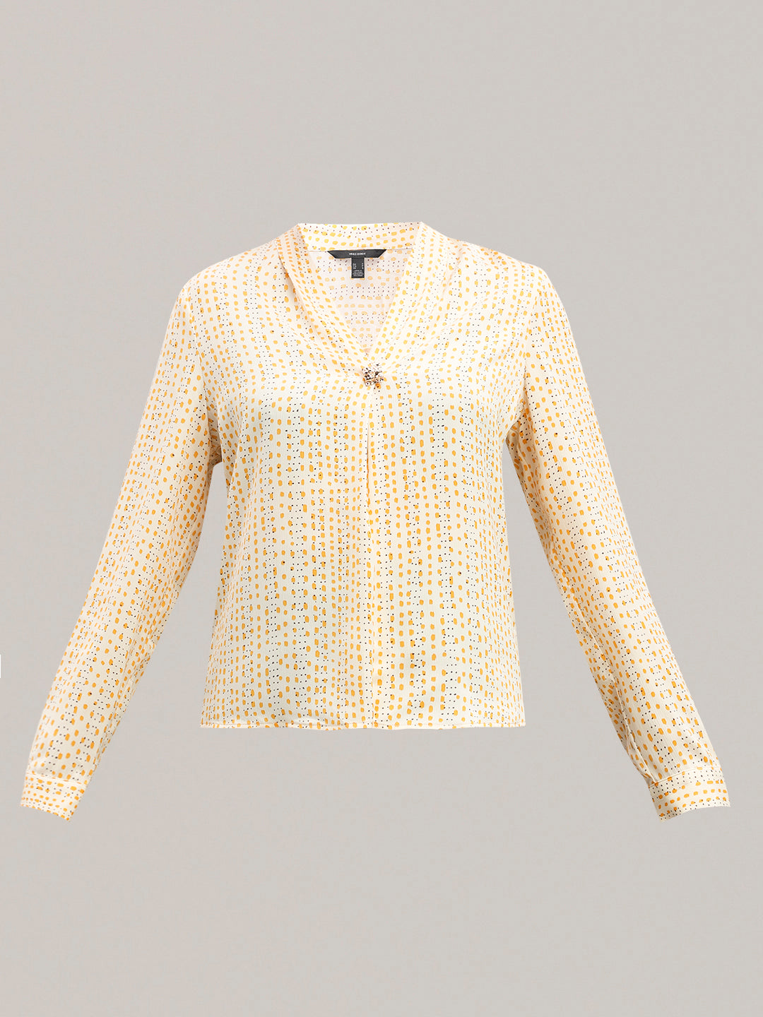 Micro-Print V-Neck Top