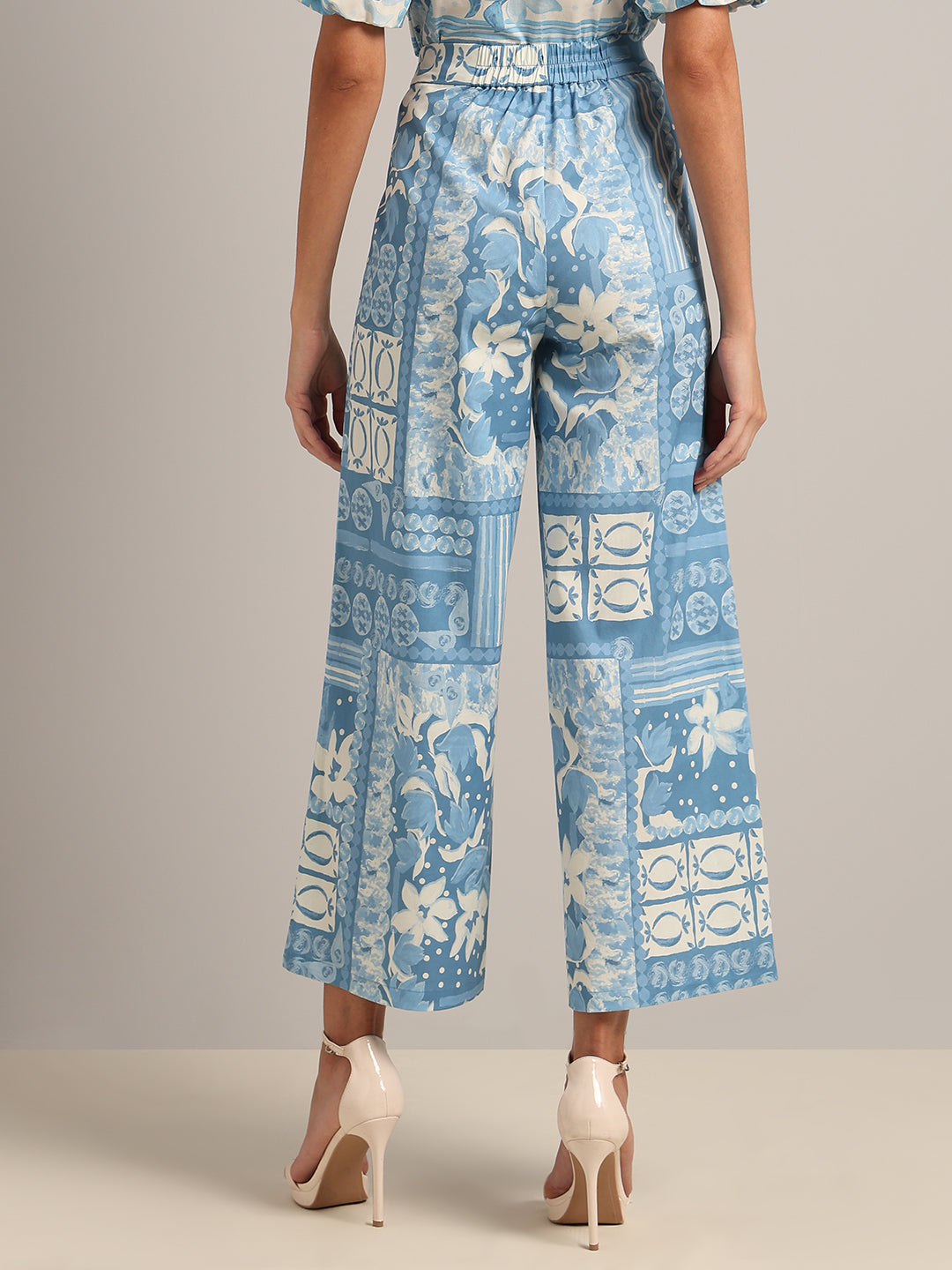 Light Blue High Rise Printed Pants