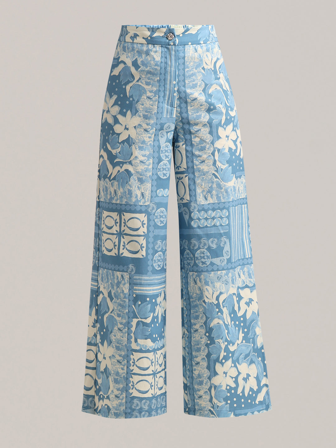 Light Blue High Rise Printed Pants