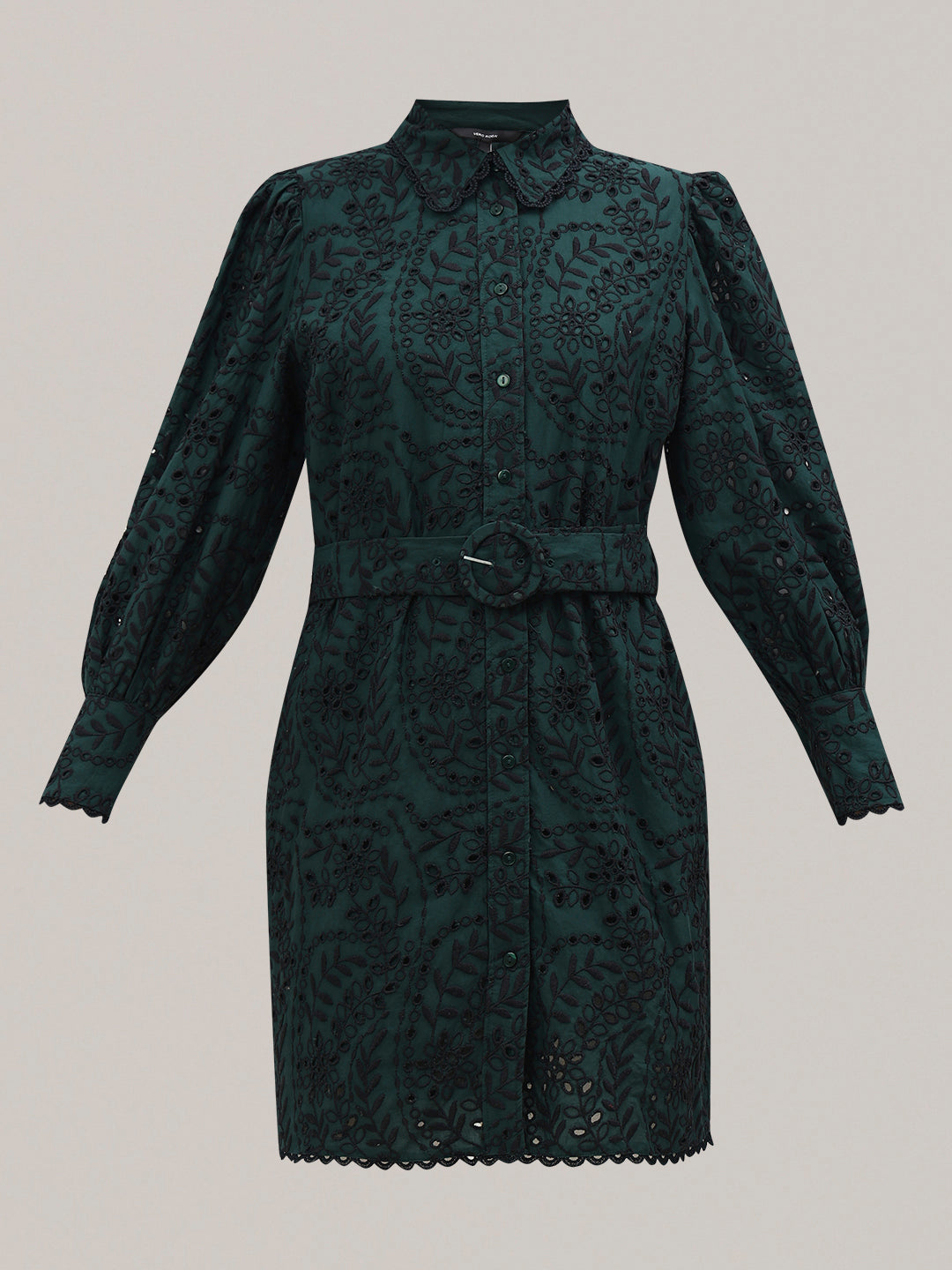 Dark Green Lace Shirt Dress