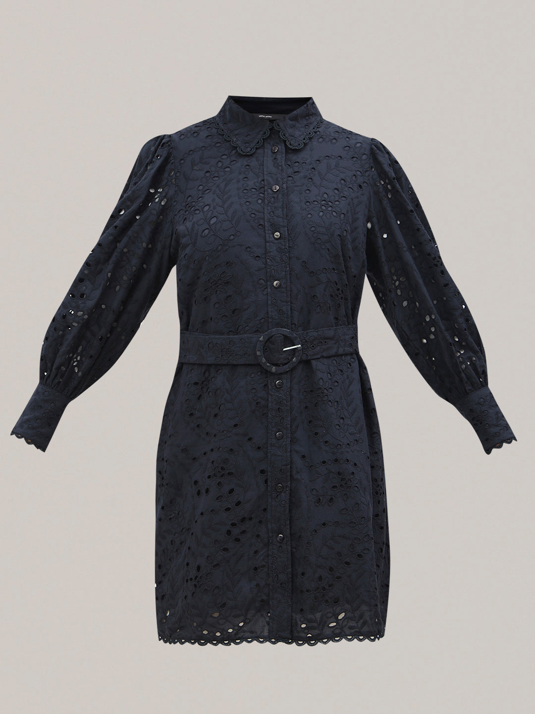 Floral Cut-Work Shirt Dress